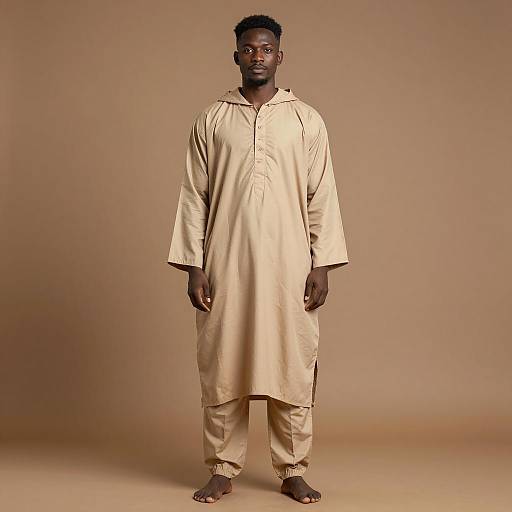 Photorealistic Adult in Beige Kaftan Costume