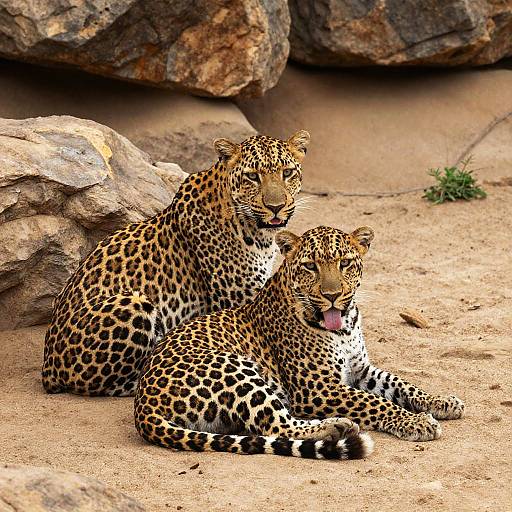 Relaxed Leopards in Rocky Terrain