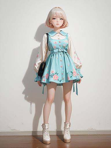 Pop Art Woman in Pastel Pink Dress