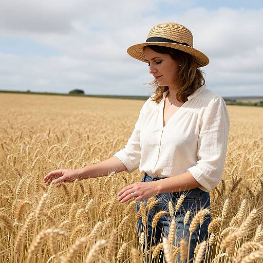 Woman in Golden Wheat Fields