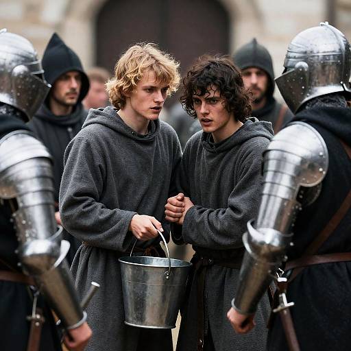 Intense Medieval Scene with Young Men