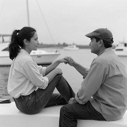 Romantic Black-and-White Docked Boat Scene