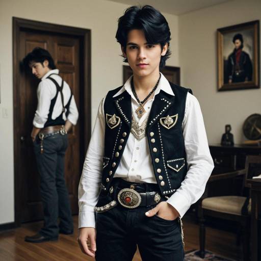 Young Man in Royal-Themed Rock Costume Indoors