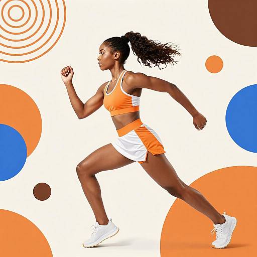 African American Woman Running in Athletic Wear