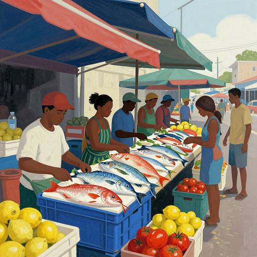 Vibrant Early Morning Fish Market