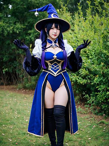 Cosplay photo of mona (pact of stars and moon) (genshin impact). Costume clothes