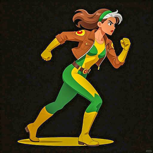 Female Superhero Running Illustration