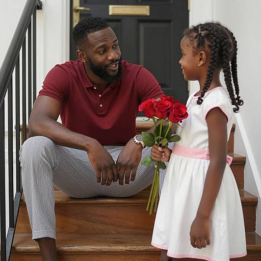 Warm Conversation on Wooden Stairs