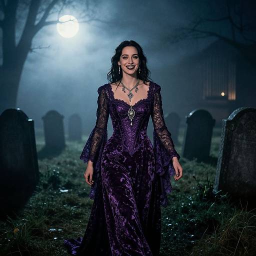 Gothic Elegance in Misty Graveyard