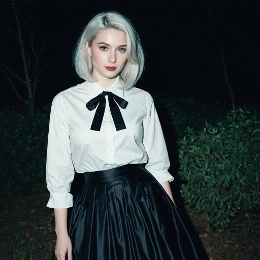 Woman in Classic Feminine Cosplay Costume at Night