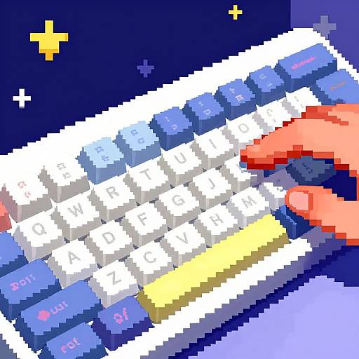 Pixel Art Keyboard Close-Up Detail