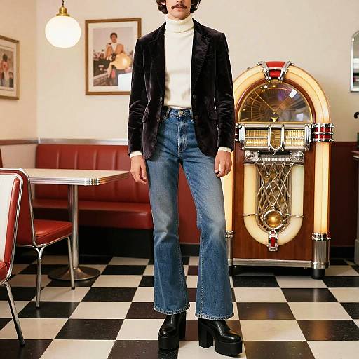 70s Style Tall Man in Diner