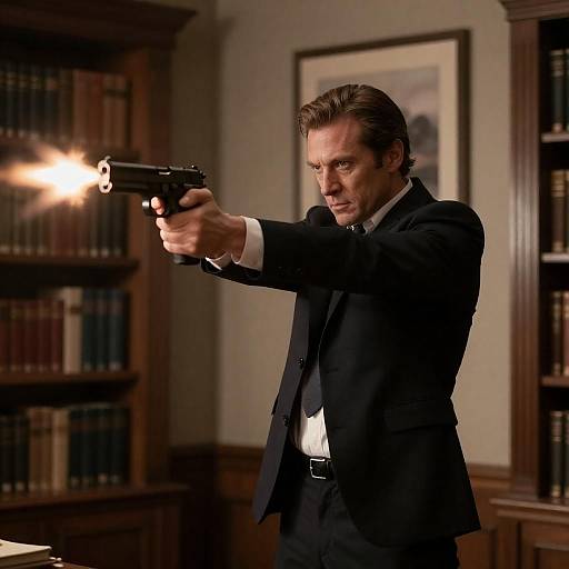 Dramatic Portrait of a Determined Gunman