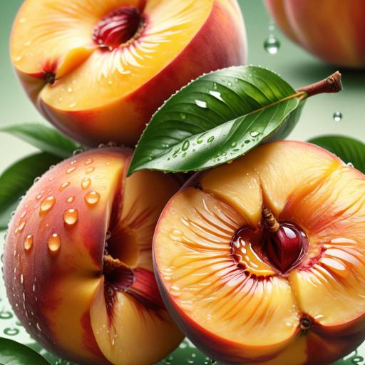 Hyperrealistic Illustration of Ripe Peaches