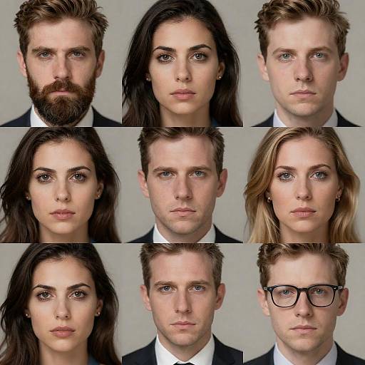 Intense Portraits in Formal Attire Grid