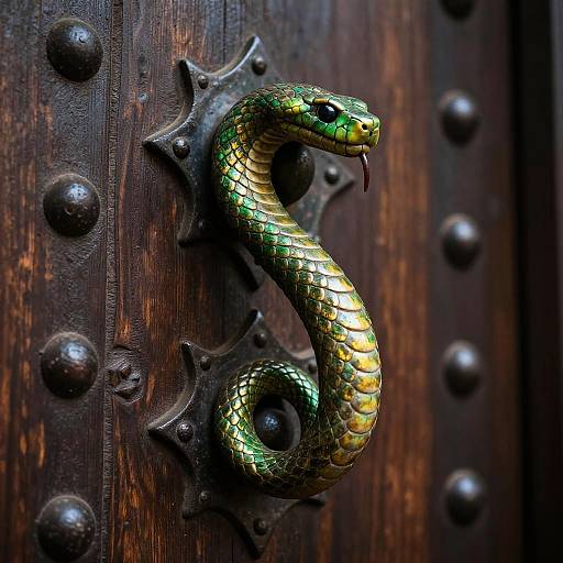 Ornate Snake Door Handle Close-Up