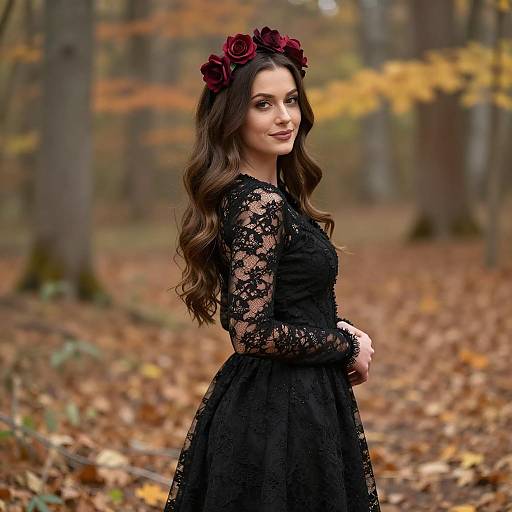 Elegant Black Lace Halloween Portrait