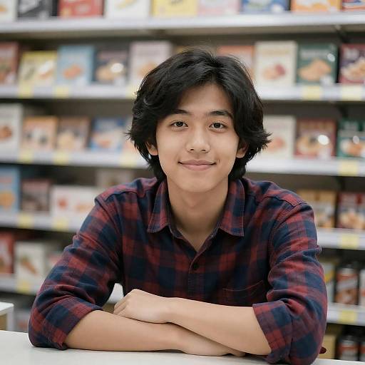 Cheerful Young Man in a Colorful Store