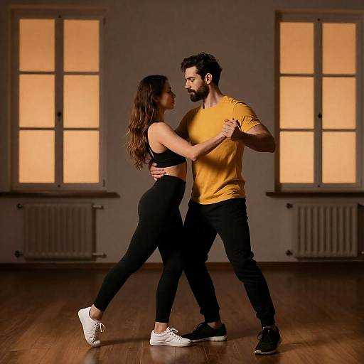 Couple Dancing in Dimly Lit Room