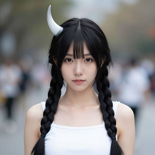 Realistic Sci-Fi Girl with Twin Braids