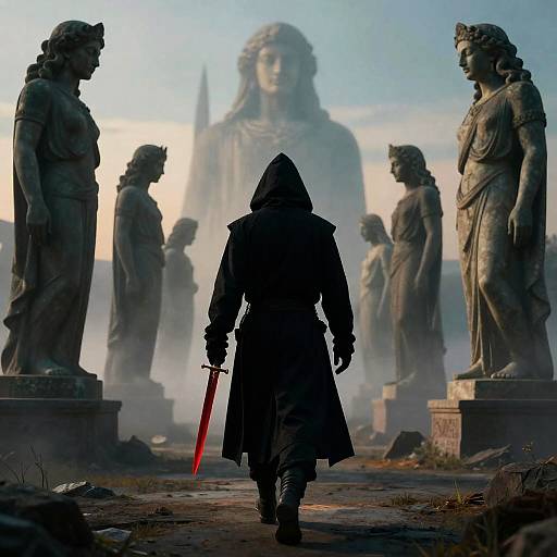 Shadow Hunter in Mystical Landscape