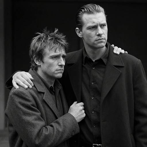 Intense Black-and-White Portrait of Two Men