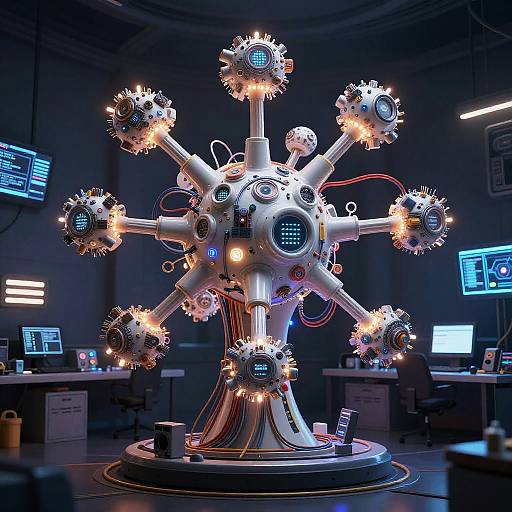 Futuristic AI Neural Network Sculpture