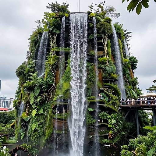Upside-Down Waterfalls in Rooftop Garden