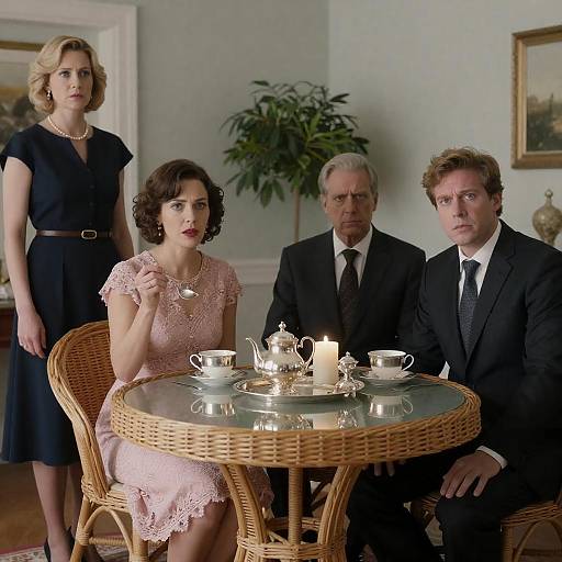 Intimate Dining Scene with Emotional Expressions