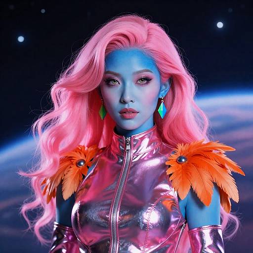 Futuristic Neon Alien Woman Portrait