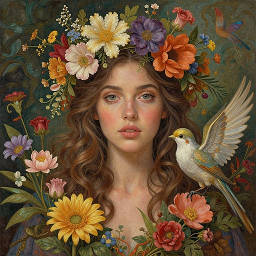 Ethereal Woman with Floral Crown