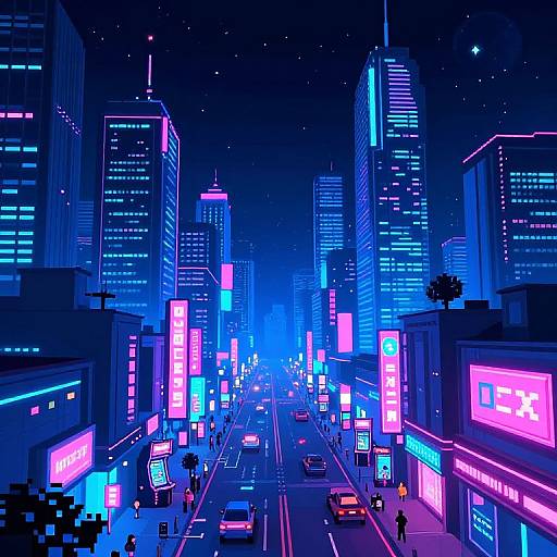 Neon Pixel Cityscape at Night