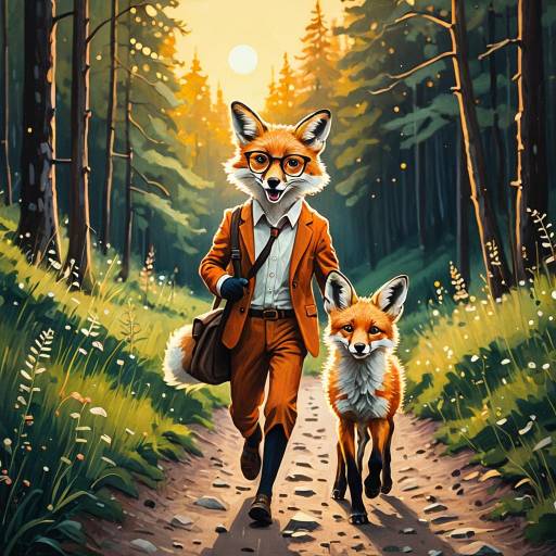 Whimsical Sunset Trek of a Fox Whimsical Sunset Trek of a Fox