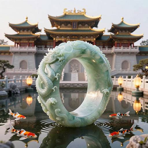 Intricate Jade Palace with Dragons