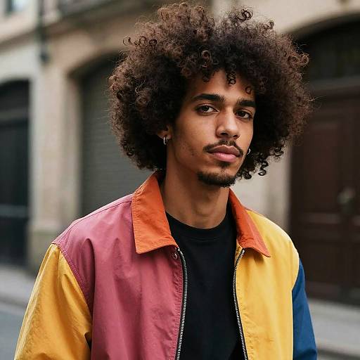Stylish White Man with Afro Hair