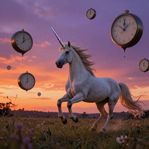 Surreal Twilight Unicorn Meadow