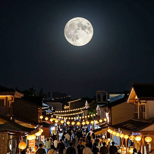 Luminous Moonlit Nightmarket Scene