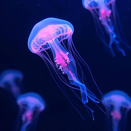 Neon Glowing Jellyfish in Cyberpunk Sea