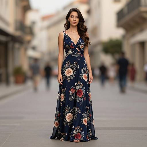 Elegant Spanish Gown with Floral Print