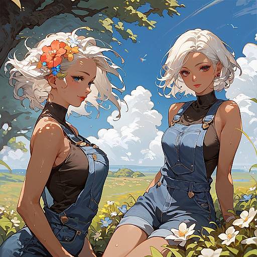 Charming Anime Girl in Nature