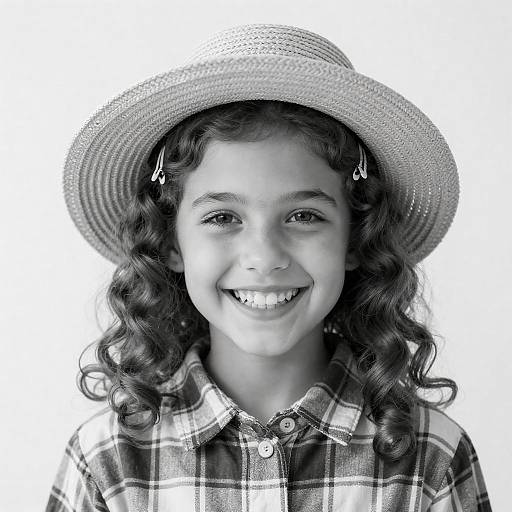 Cheerful Young Girl in Black and White