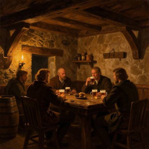 Cozy Medieval Tavern Scene Painting