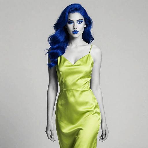 Chartreuse and Cobalt Satin Portrait