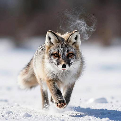 Macro Backlit Arctic Fox Pup Racing