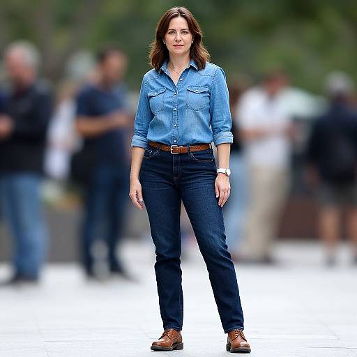 Confident Woman in Denim Outdoors