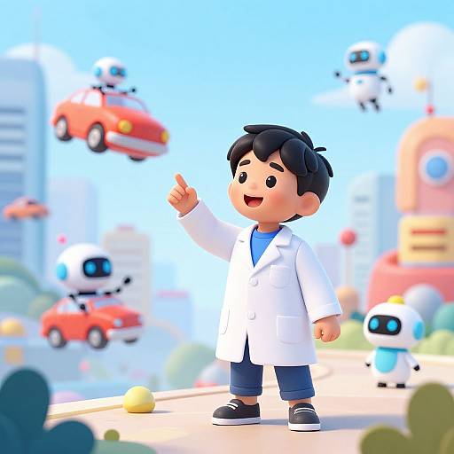 Child Exploring Futuristic City Adventure