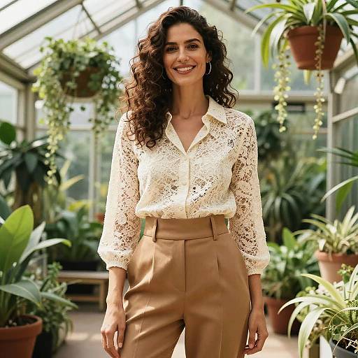 Sunlit Botanical Fashion Portrait