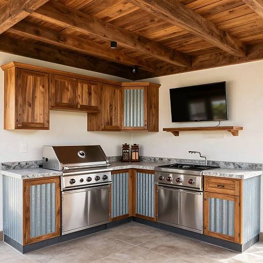 Rustic Outdoor Kitchen with Steel Accents