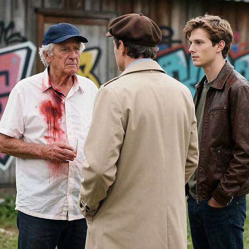Three Men in an Urban Outdoor Scene