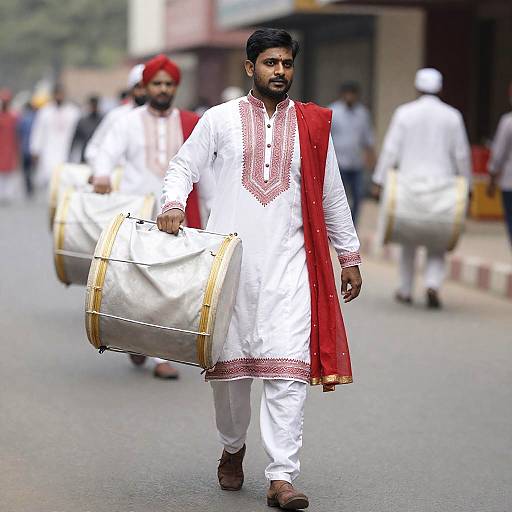 Man in Traditional Red-White Costume